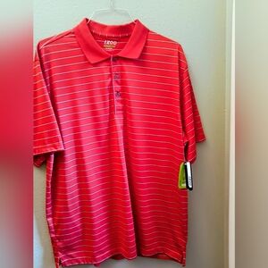 Izod Men's Polo Shirt in Red with White Stripes